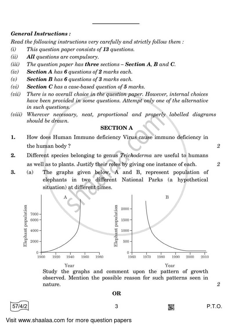 Biology 2021-2022 - CBSE 12th - Class 12 - CBSE (Central Board of Secondary Education) question paper with PDF download