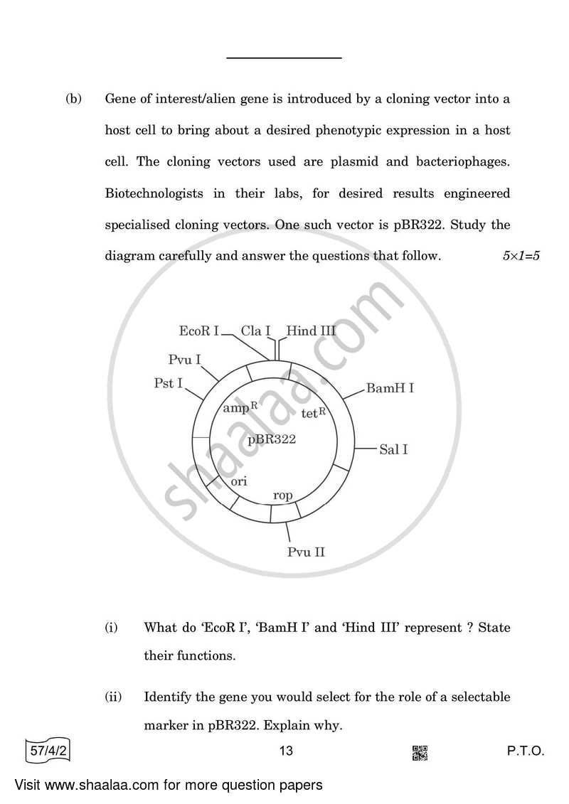 Biology 2021-2022 - CBSE 12th - Class 12 - CBSE (Central Board of Secondary Education) question paper with PDF download