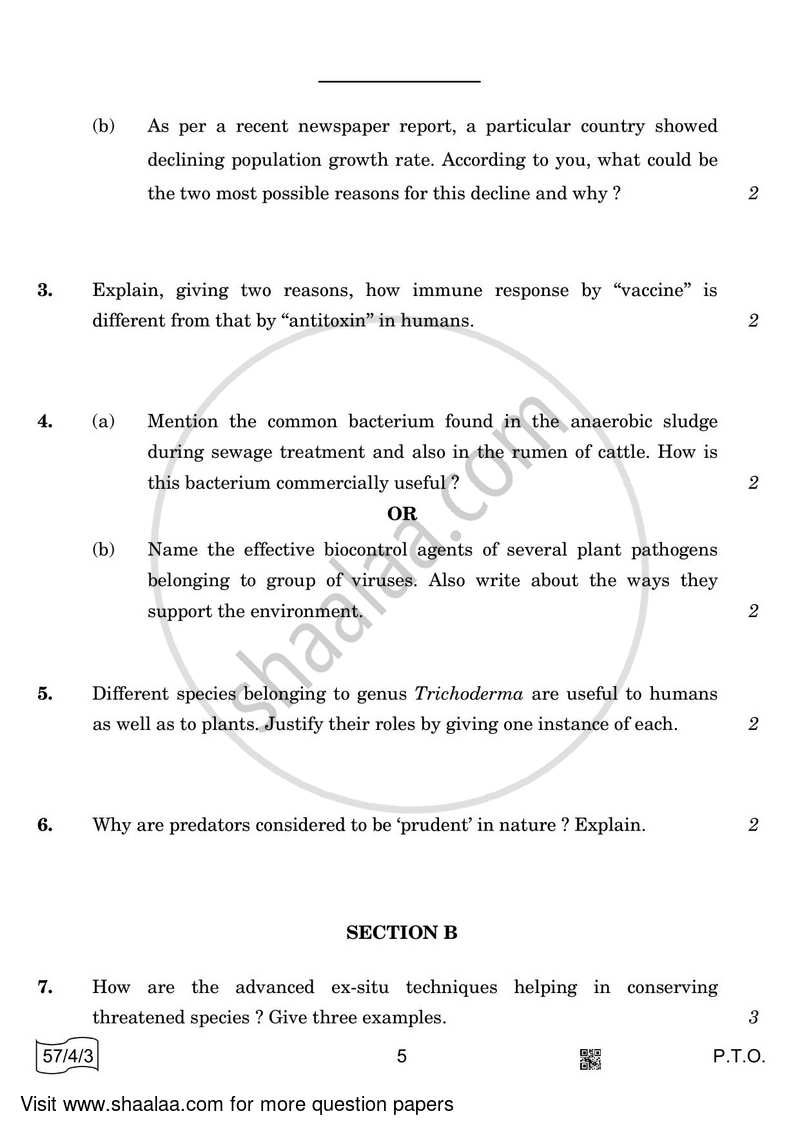 Biology 2021-2022 - CBSE 12th - Class 12 - CBSE (Central Board of Secondary Education) question paper with PDF download