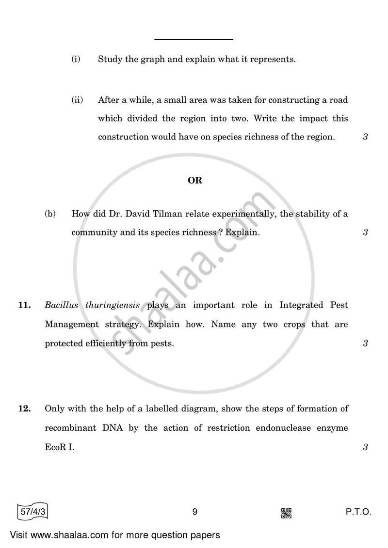 Biology 2021-2022 - CBSE 12th - Class 12 - CBSE (Central Board of Secondary Education) question paper with PDF download