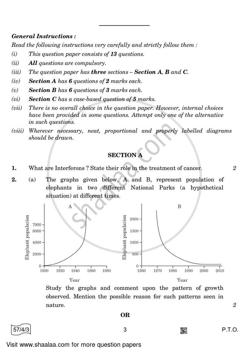 Biology 2021-2022 - CBSE 12th - Class 12 - CBSE (Central Board of Secondary Education) question paper with PDF download
