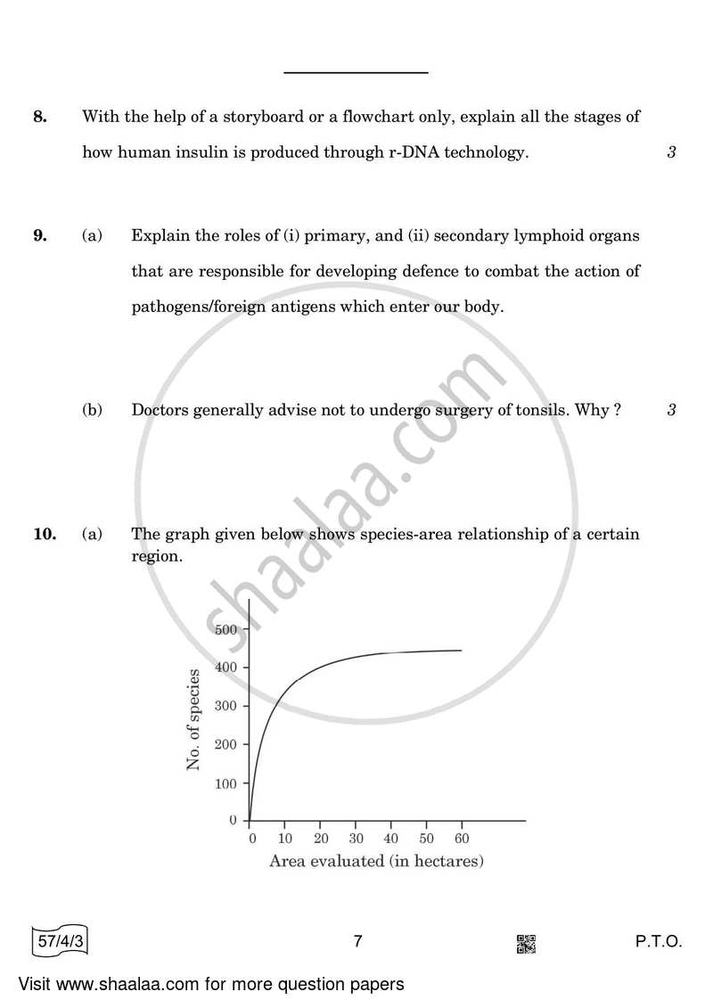Biology 2021-2022 - CBSE 12th - Class 12 - CBSE (Central Board of Secondary Education) question paper with PDF download