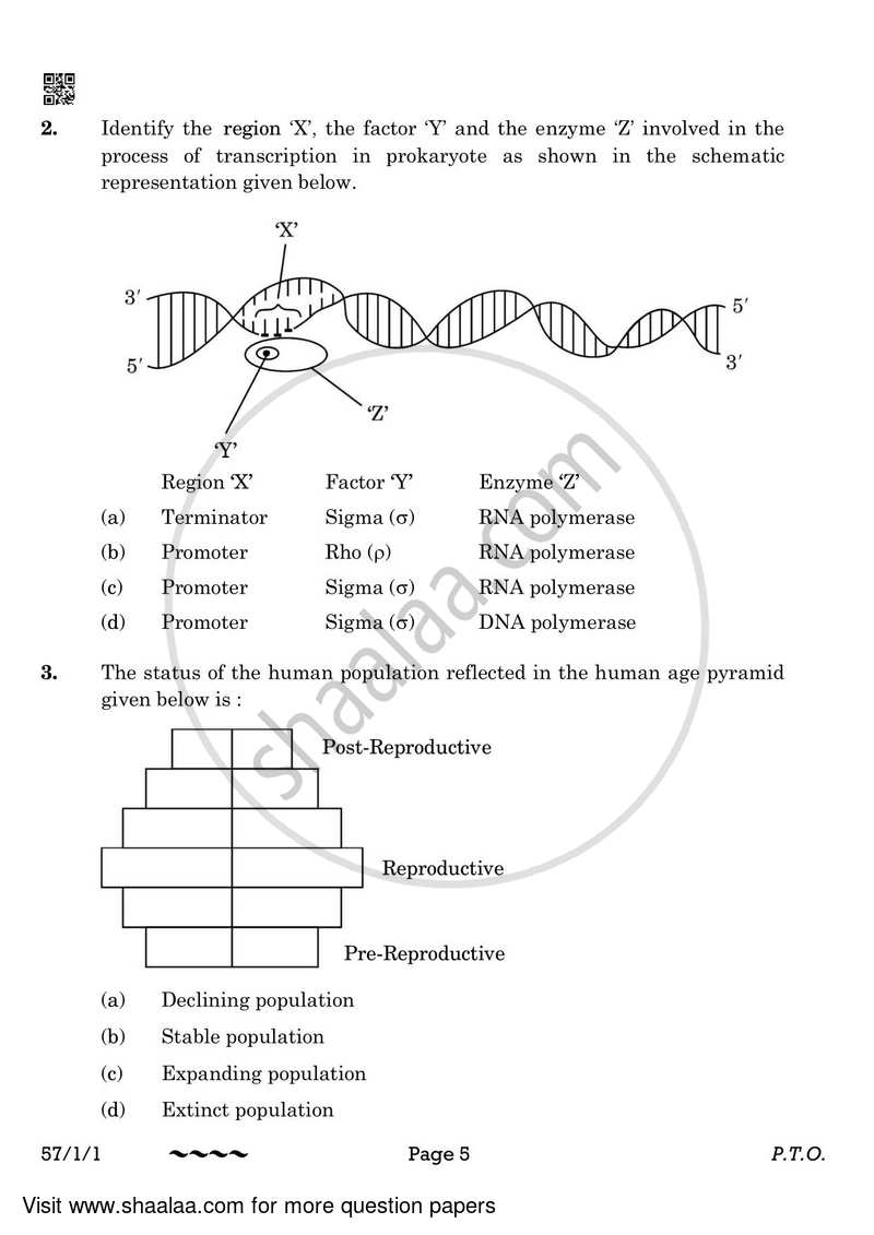Biology 2022-2023 - CBSE 12th - Class 12 - CBSE (Central Board of Secondary Education) question paper with PDF download