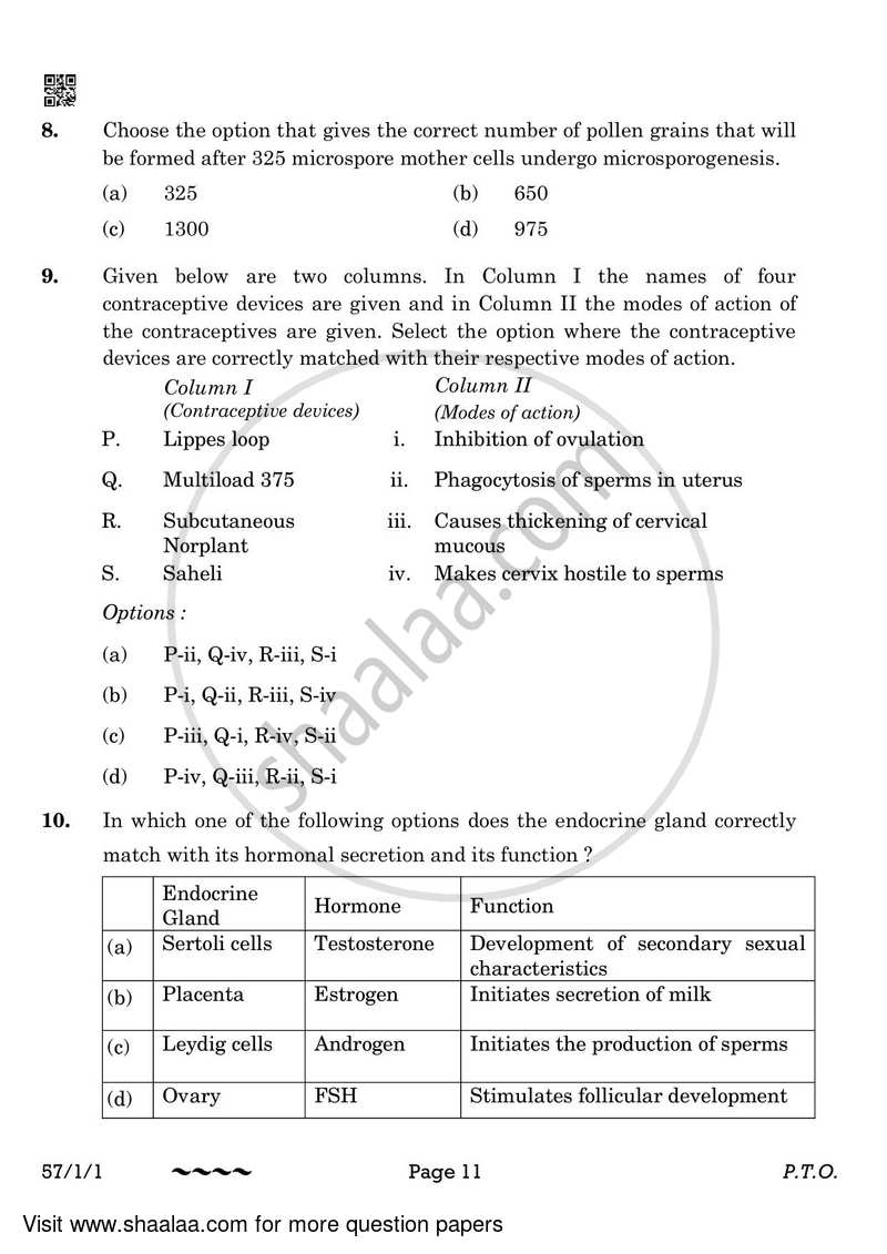 Biology 2022-2023 - CBSE 12th - Class 12 - CBSE (Central Board of Secondary Education) question paper with PDF download