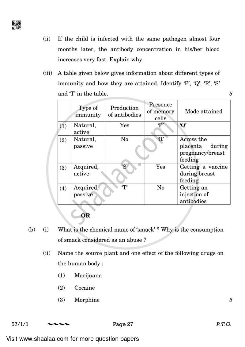 Biology 2022-2023 - CBSE 12th - Class 12 - CBSE (Central Board of Secondary Education) question paper with PDF download