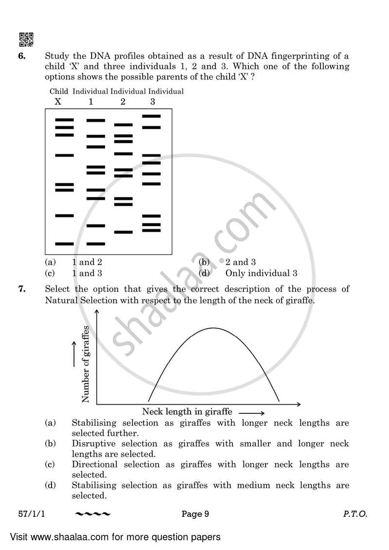 Biology 2022-2023 - CBSE 12th - Class 12 - CBSE (Central Board of Secondary Education) question paper with PDF download