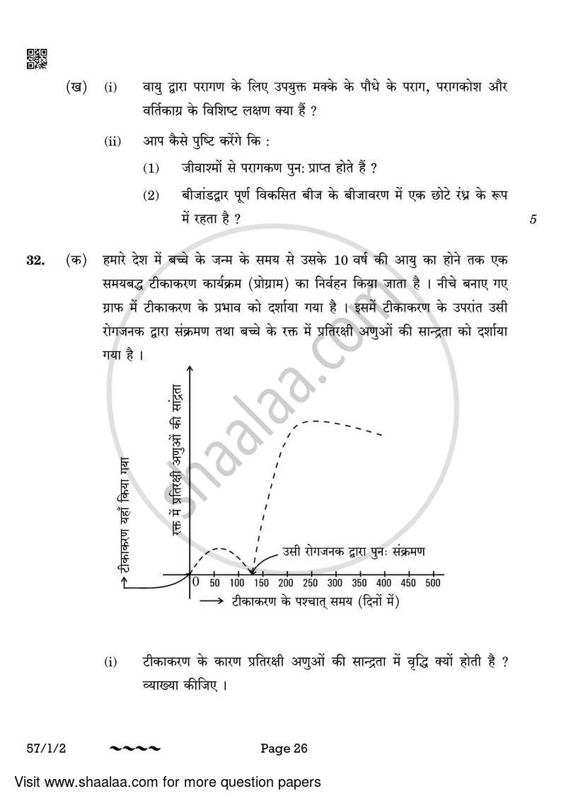 Biology 2022-2023 - CBSE 12th - Class 12 - CBSE (Central Board of Secondary Education) question paper with PDF download