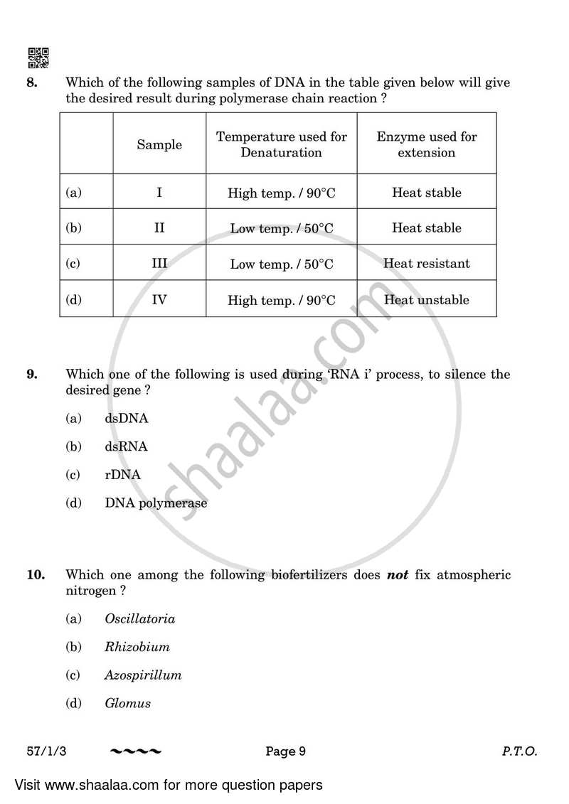Biology 2022-2023 - CBSE 12th - Class 12 - CBSE (Central Board of Secondary Education) question paper with PDF download