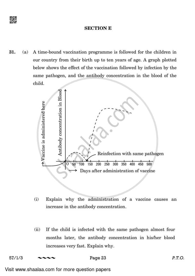 Biology 2022-2023 - CBSE 12th - Class 12 - CBSE (Central Board of Secondary Education) question paper with PDF download