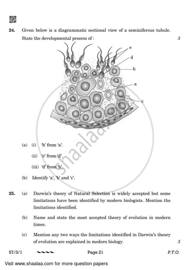 Biology 2022-2023 - CBSE 12th - Class 12 - CBSE (Central Board of Secondary Education) question paper with PDF download