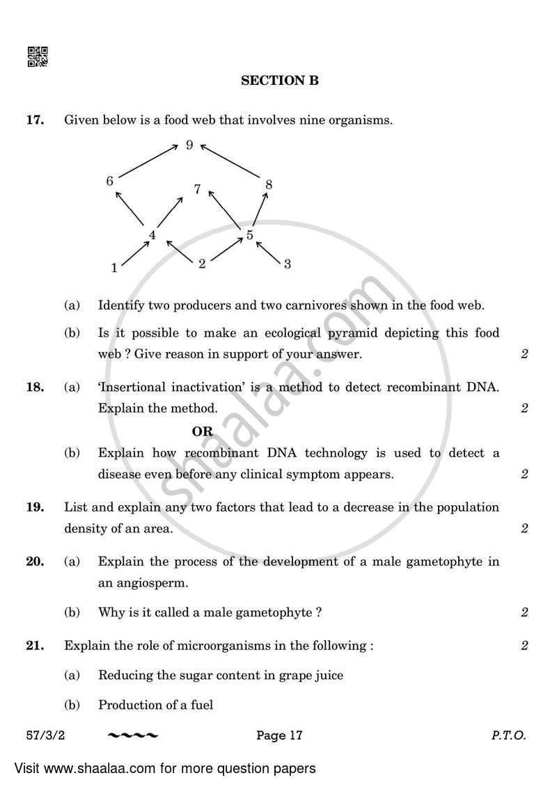 Biology 2022-2023 - CBSE 12th - Class 12 - CBSE (Central Board of Secondary Education) question paper with PDF download