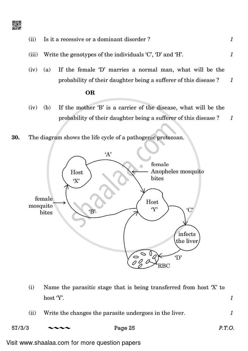 Biology 2022-2023 - CBSE 12th - Class 12 - CBSE (Central Board of Secondary Education) question paper with PDF download