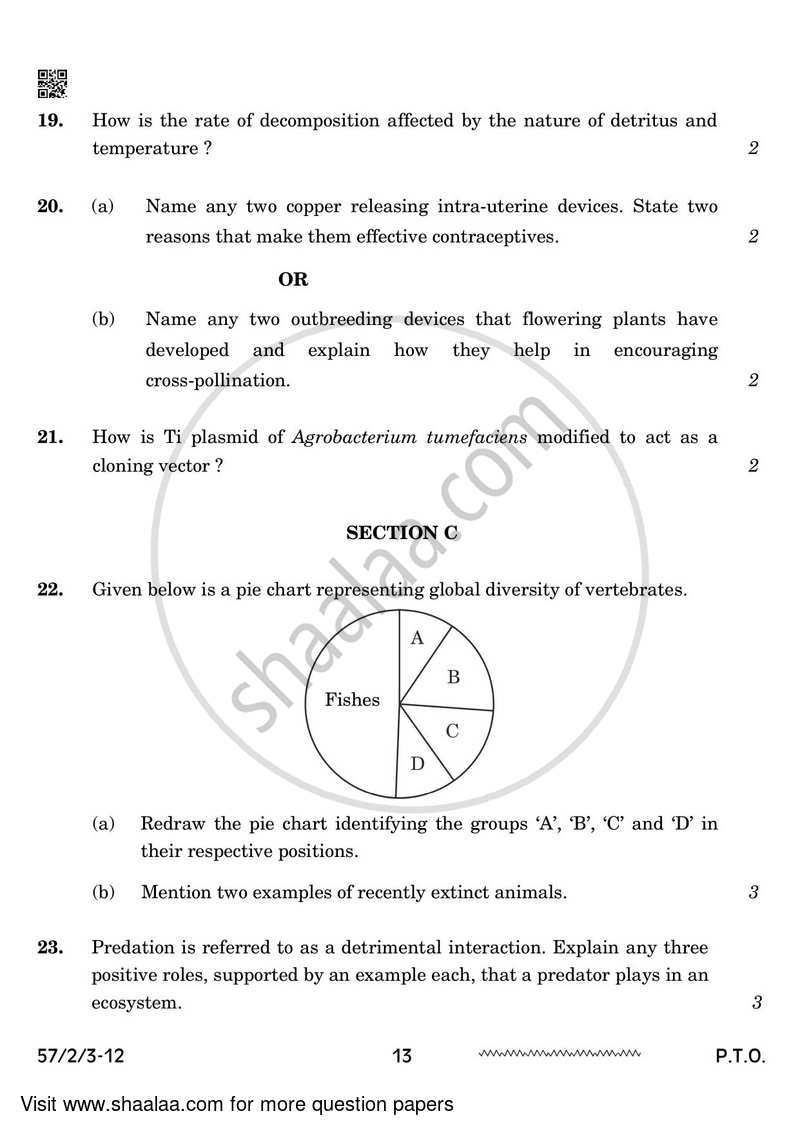 Biology 2023-2024 - CBSE 12th - Class 12 - CBSE (Central Board of Secondary Education) question paper with PDF download