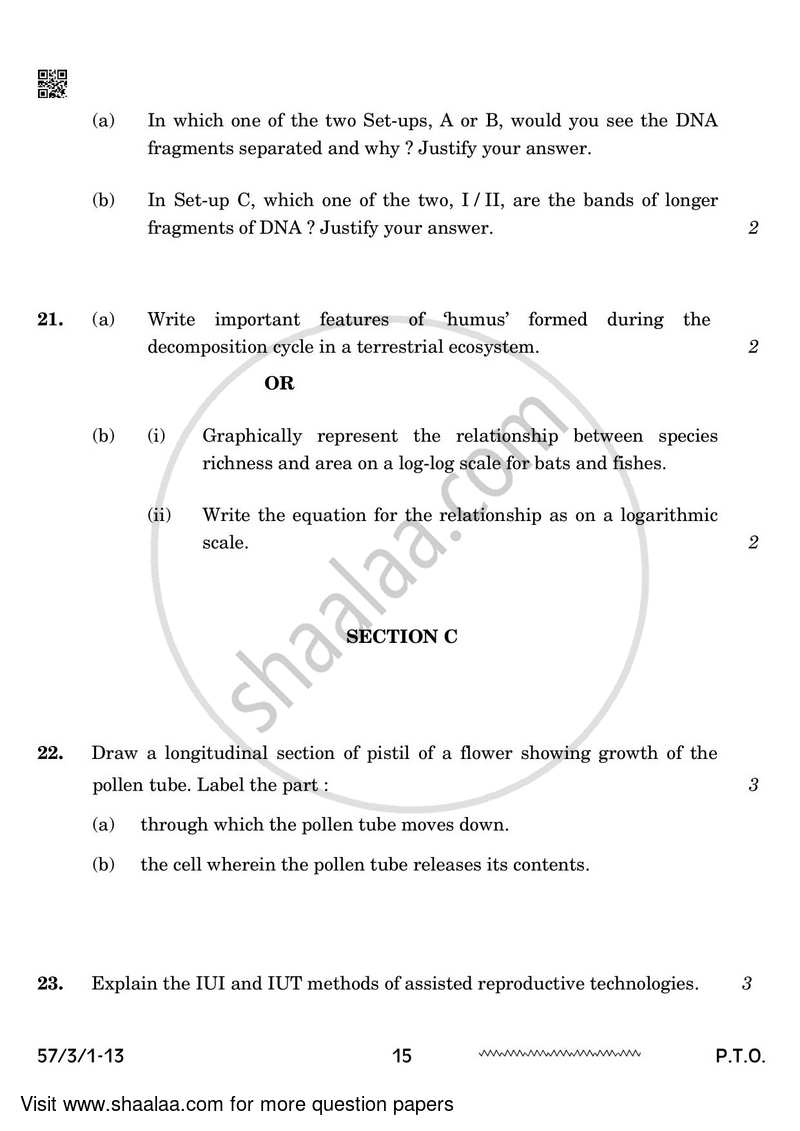 Biology 2023-2024 - CBSE 12th - Class 12 - CBSE (Central Board of Secondary Education) question paper with PDF download