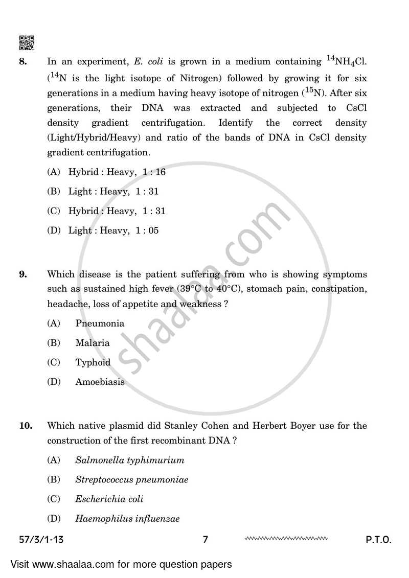 Biology 2023-2024 - CBSE 12th - Class 12 - CBSE (Central Board of Secondary Education) question paper with PDF download