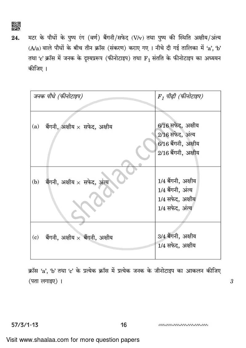 Biology 2023-2024 - CBSE 12th - Class 12 - CBSE (Central Board of Secondary Education) question paper with PDF download