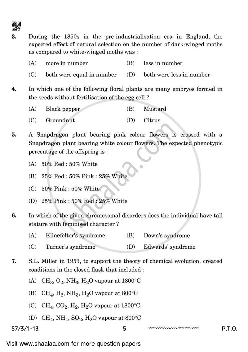 Biology 2023-2024 - CBSE 12th - Class 12 - CBSE (Central Board of Secondary Education) question paper with PDF download