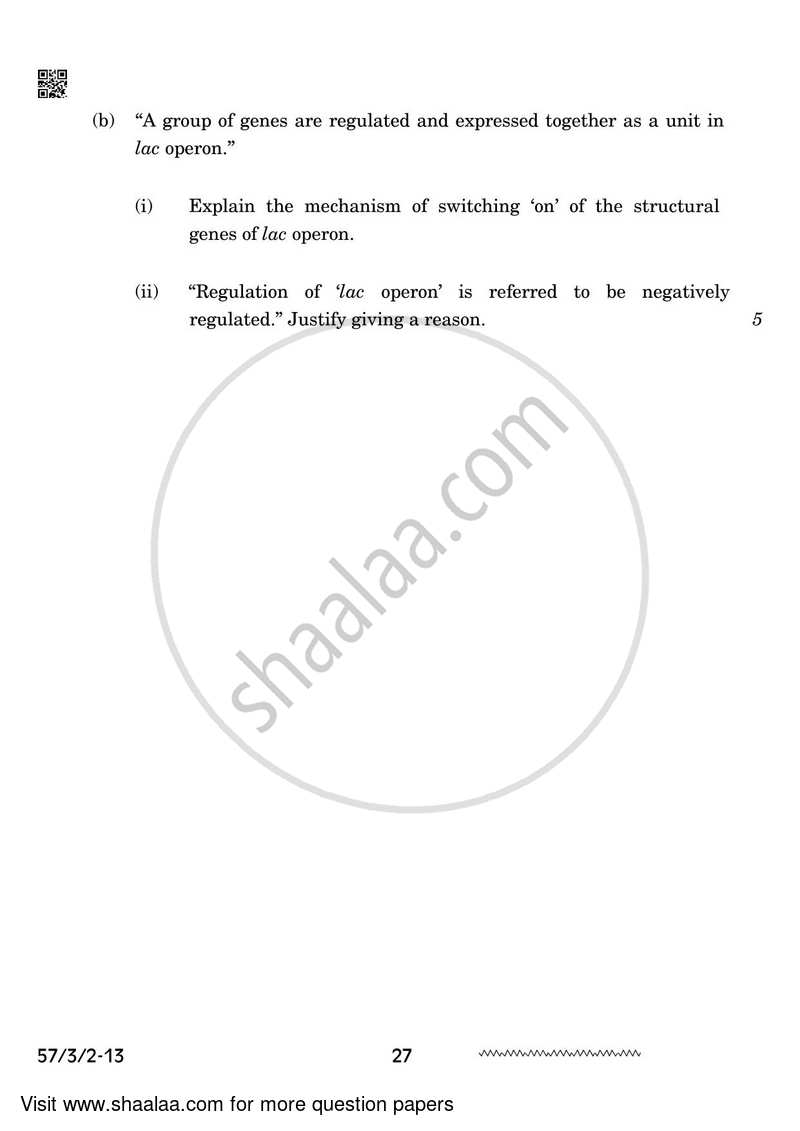 Biology 2023-2024 - CBSE 12th - Class 12 - CBSE (Central Board of Secondary Education) question paper with PDF download