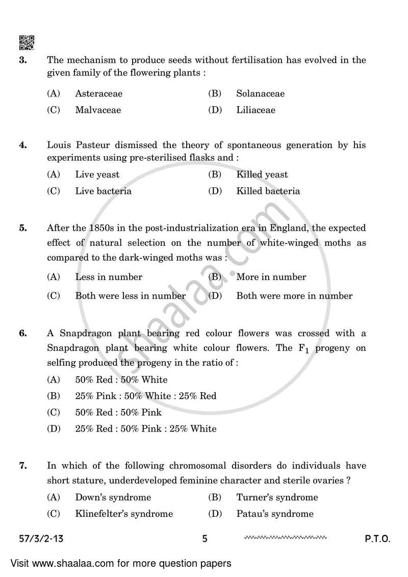Biology 2023-2024 - CBSE 12th - Class 12 - CBSE (Central Board of Secondary Education) question paper with PDF download