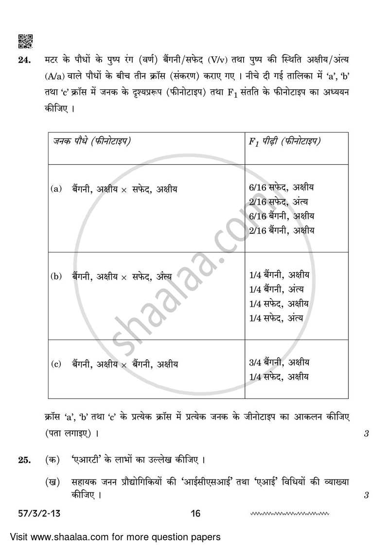 Biology 2023-2024 - CBSE 12th - Class 12 - CBSE (Central Board of Secondary Education) question paper with PDF download