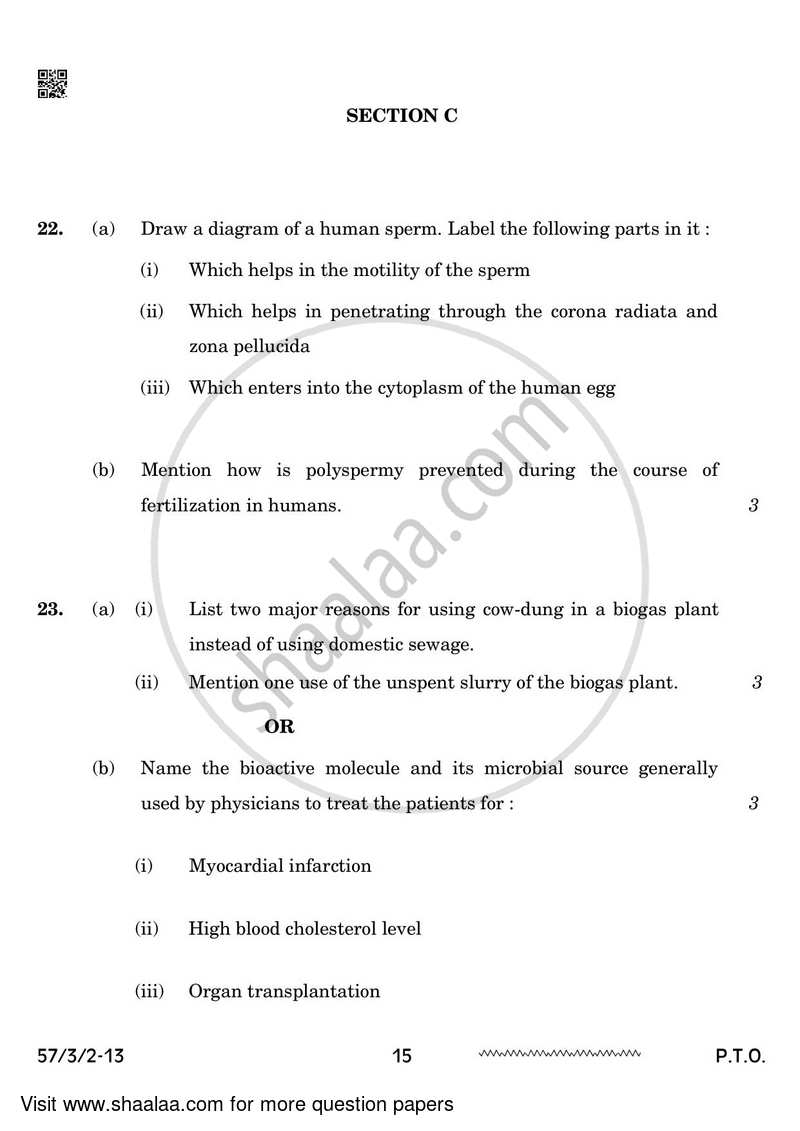 Biology 2023-2024 - CBSE 12th - Class 12 - CBSE (Central Board of Secondary Education) question paper with PDF download