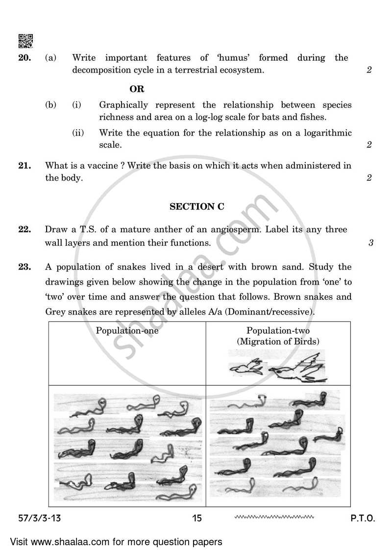 Biology 2023-2024 - CBSE 12th - Class 12 - CBSE (Central Board of Secondary Education) question paper with PDF download