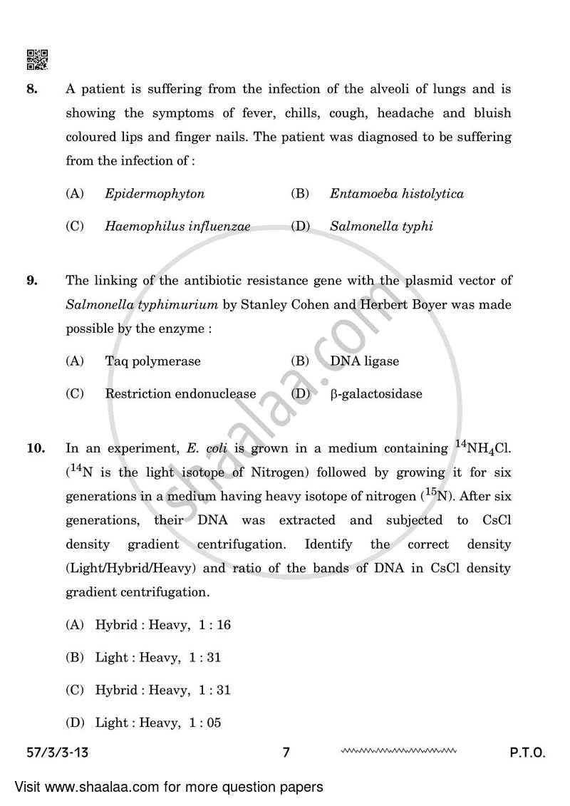 Biology 2023-2024 - CBSE 12th - Class 12 - CBSE (Central Board of Secondary Education) question paper with PDF download