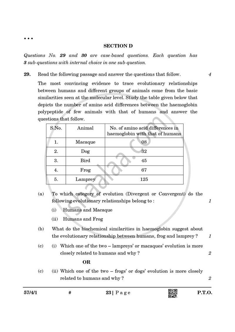 Biology 2024-2025 - CBSE 12th - Class 12 - CBSE (Central Board of Secondary Education) question paper with PDF download