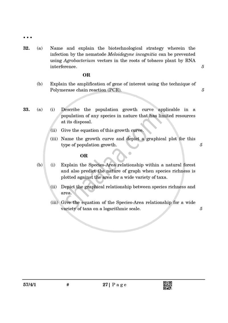 Biology 2024-2025 - CBSE 12th - Class 12 - CBSE (Central Board of Secondary Education) question paper with PDF download