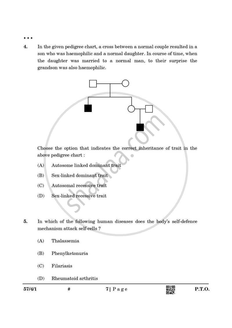 Biology 2024-2025 - CBSE 12th - Class 12 - CBSE (Central Board of Secondary Education) question paper with PDF download