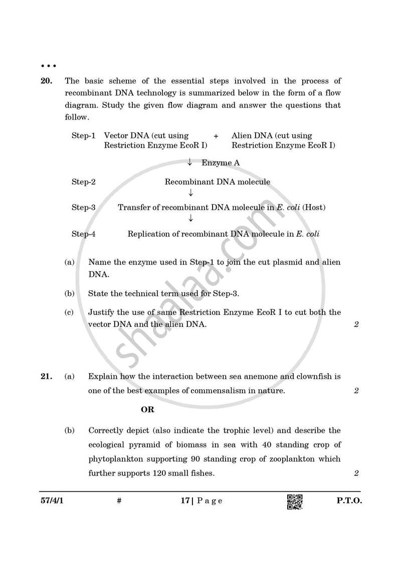 Biology 2024-2025 - CBSE 12th - Class 12 - CBSE (Central Board of Secondary Education) question paper with PDF download