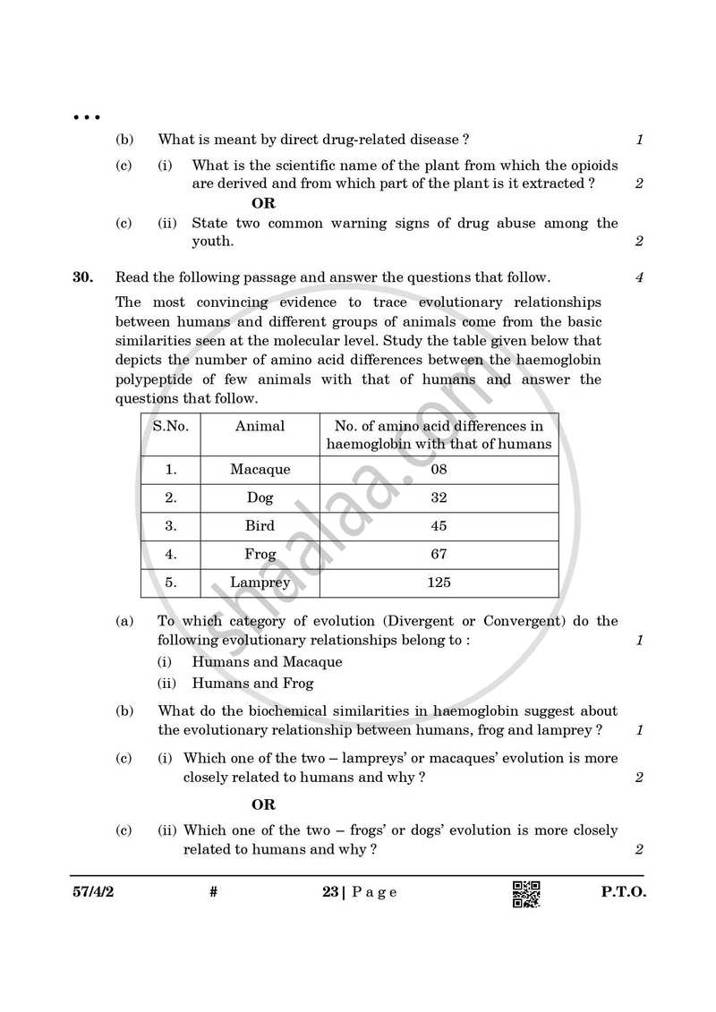 Biology 2024-2025 - CBSE 12th - Class 12 - CBSE (Central Board of Secondary Education) question paper with PDF download