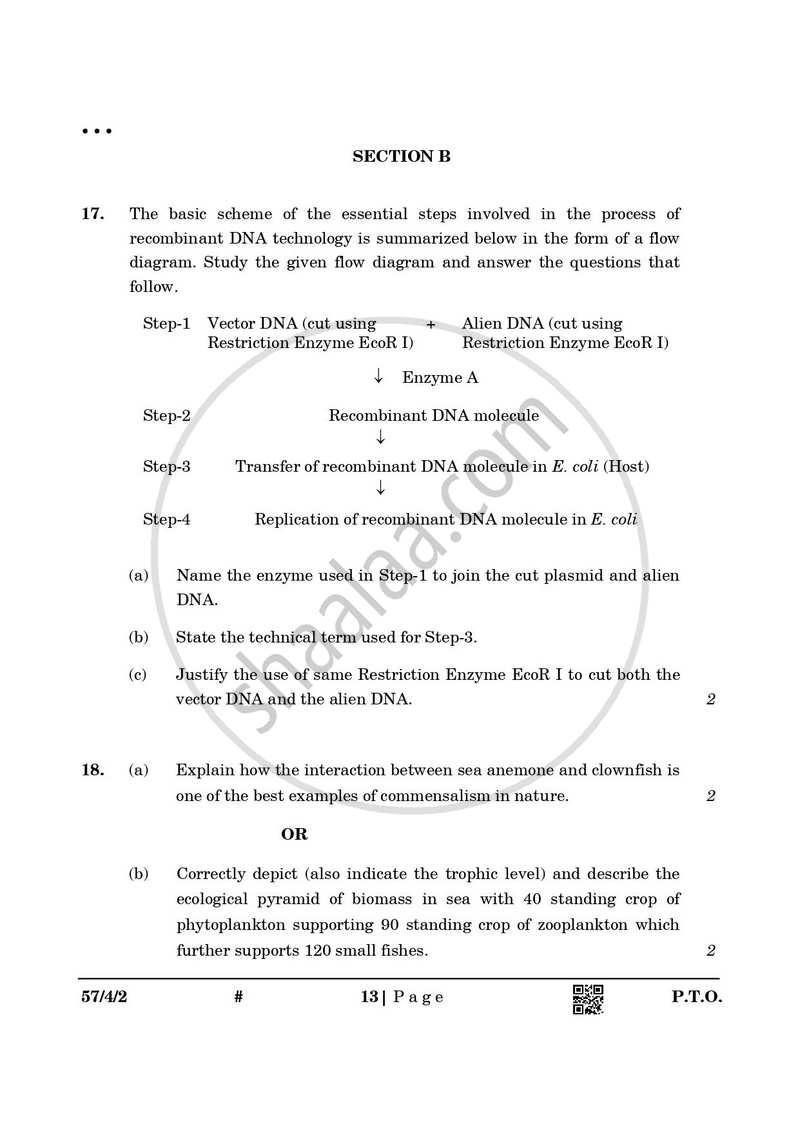 Biology 2024-2025 - CBSE 12th - Class 12 - CBSE (Central Board of Secondary Education) question paper with PDF download