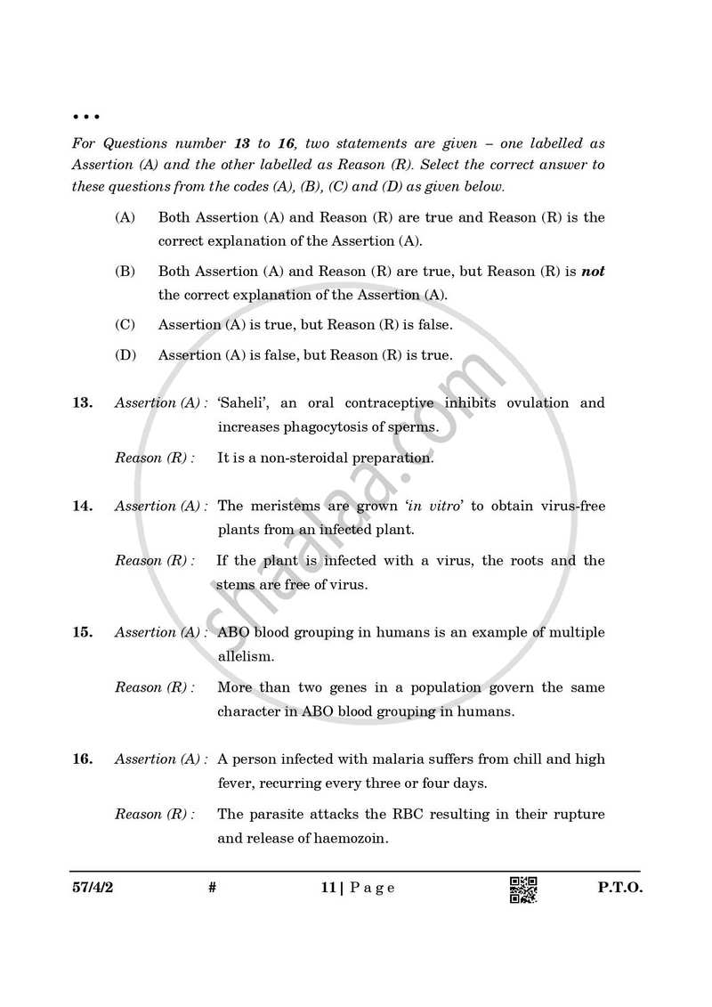 Biology 2024-2025 - CBSE 12th - Class 12 - CBSE (Central Board of Secondary Education) question paper with PDF download