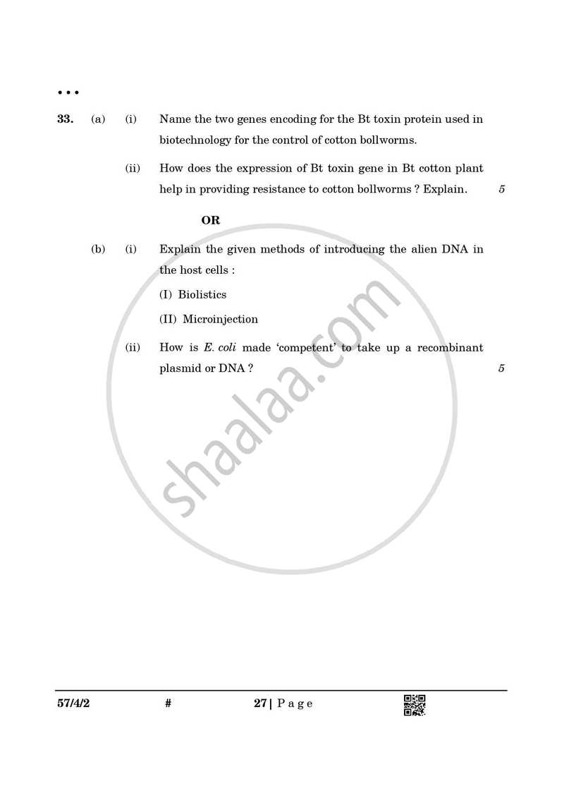 Biology 2024-2025 - CBSE 12th - Class 12 - CBSE (Central Board of Secondary Education) question paper with PDF download