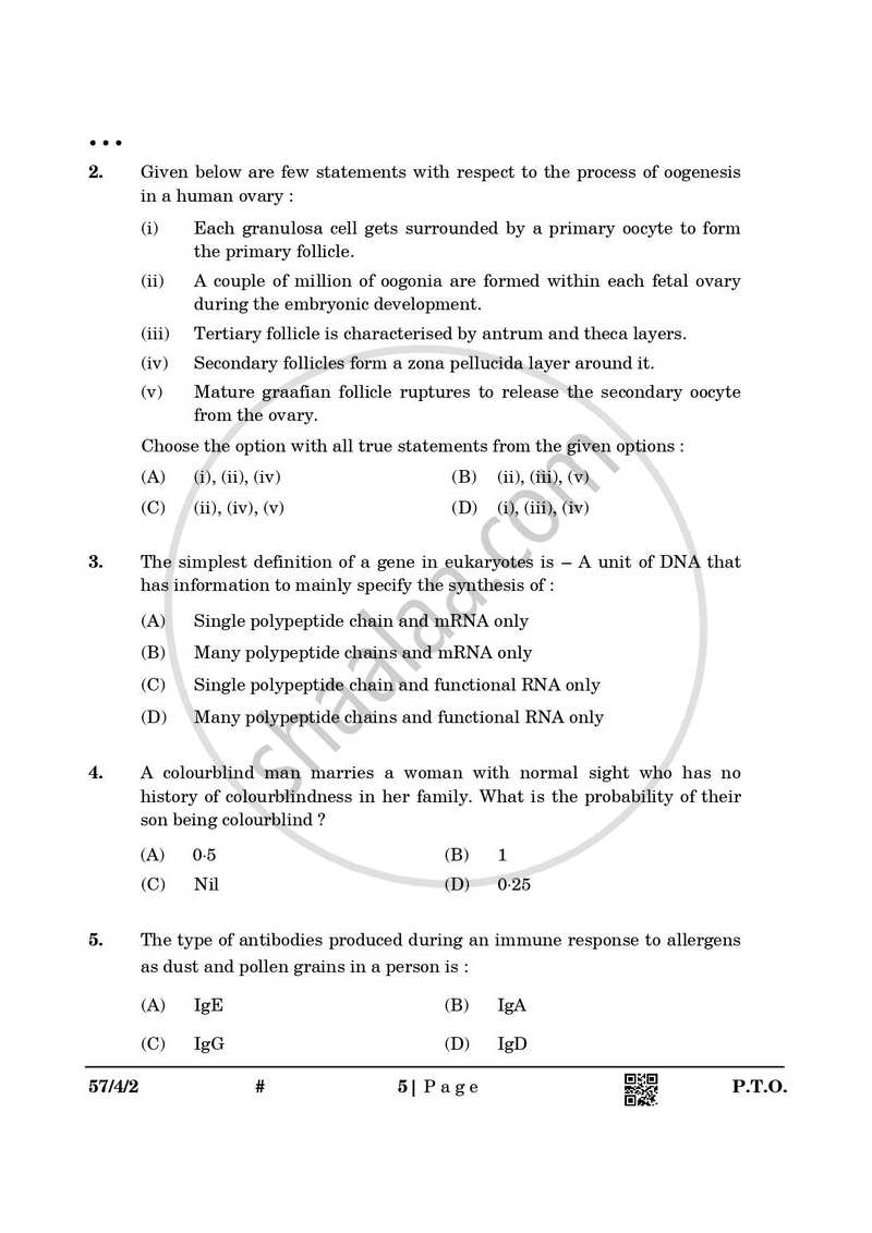 Biology 2024-2025 - CBSE 12th - Class 12 - CBSE (Central Board of Secondary Education) question paper with PDF download