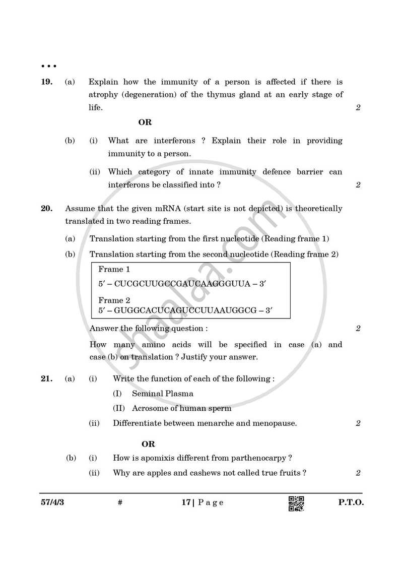 Biology 2024-2025 - CBSE 12th - Class 12 - CBSE (Central Board of Secondary Education) question paper with PDF download