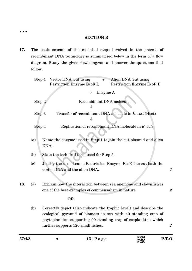Biology 2024-2025 - CBSE 12th - Class 12 - CBSE (Central Board of Secondary Education) question paper with PDF download