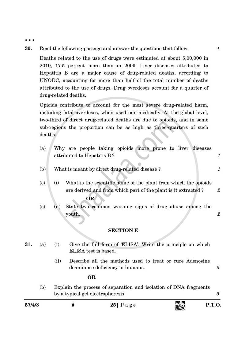 Biology 2024-2025 - CBSE 12th - Class 12 - CBSE (Central Board of Secondary Education) question paper with PDF download