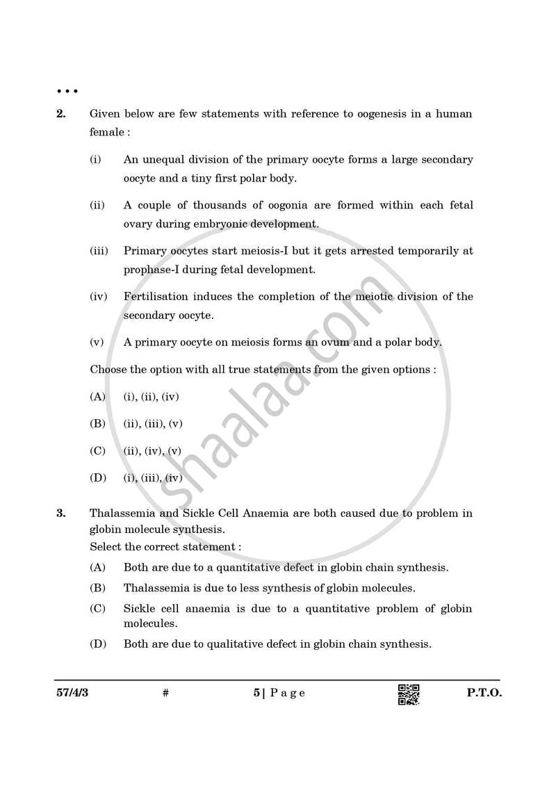 Biology 2024-2025 - CBSE 12th - Class 12 - CBSE (Central Board of Secondary Education) question paper with PDF download