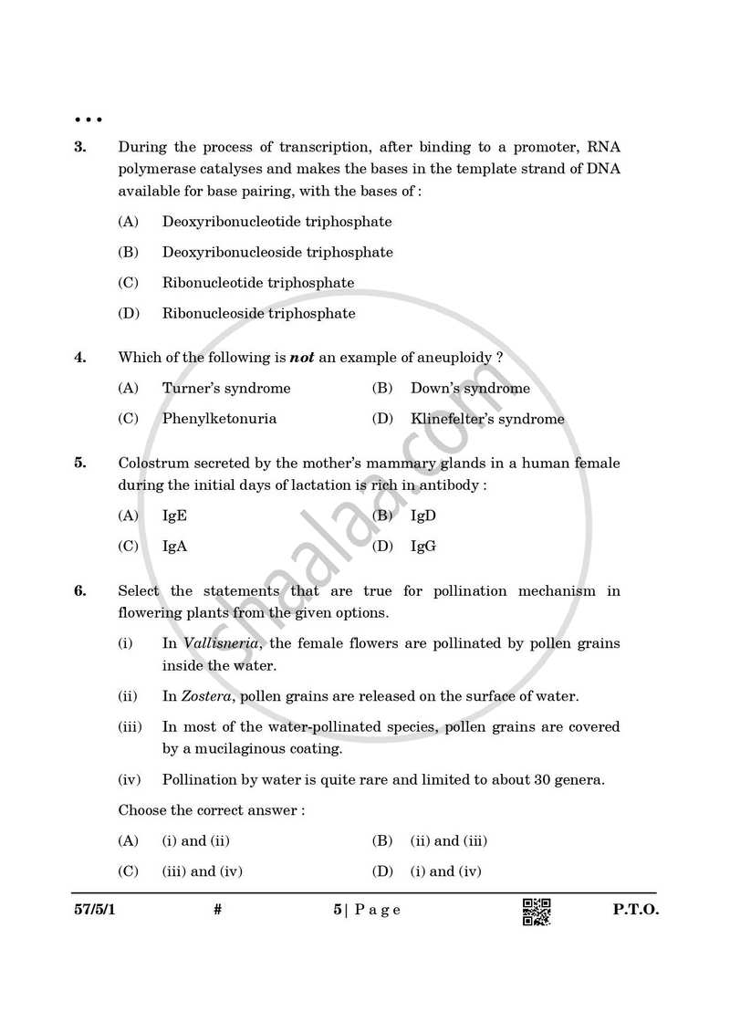 Biology 2024-2025 - CBSE 12th - Class 12 - CBSE (Central Board of Secondary Education) question paper with PDF download
