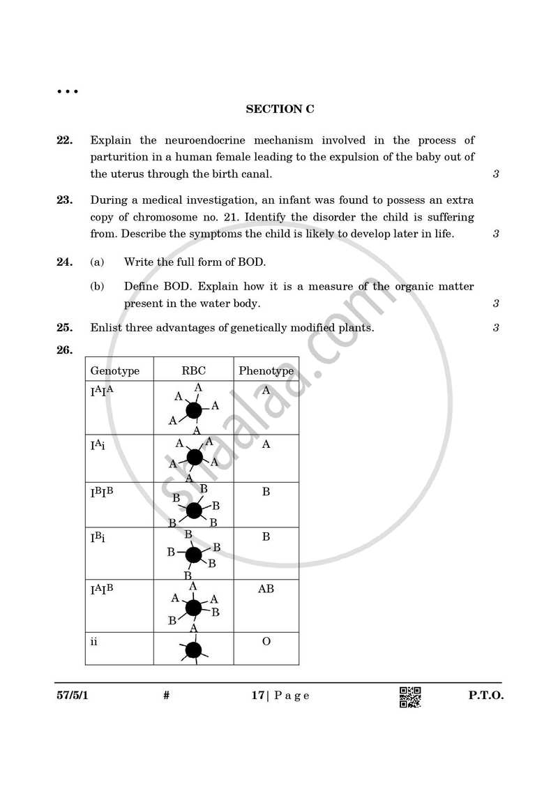 Biology 2024-2025 - CBSE 12th - Class 12 - CBSE (Central Board of Secondary Education) question paper with PDF download