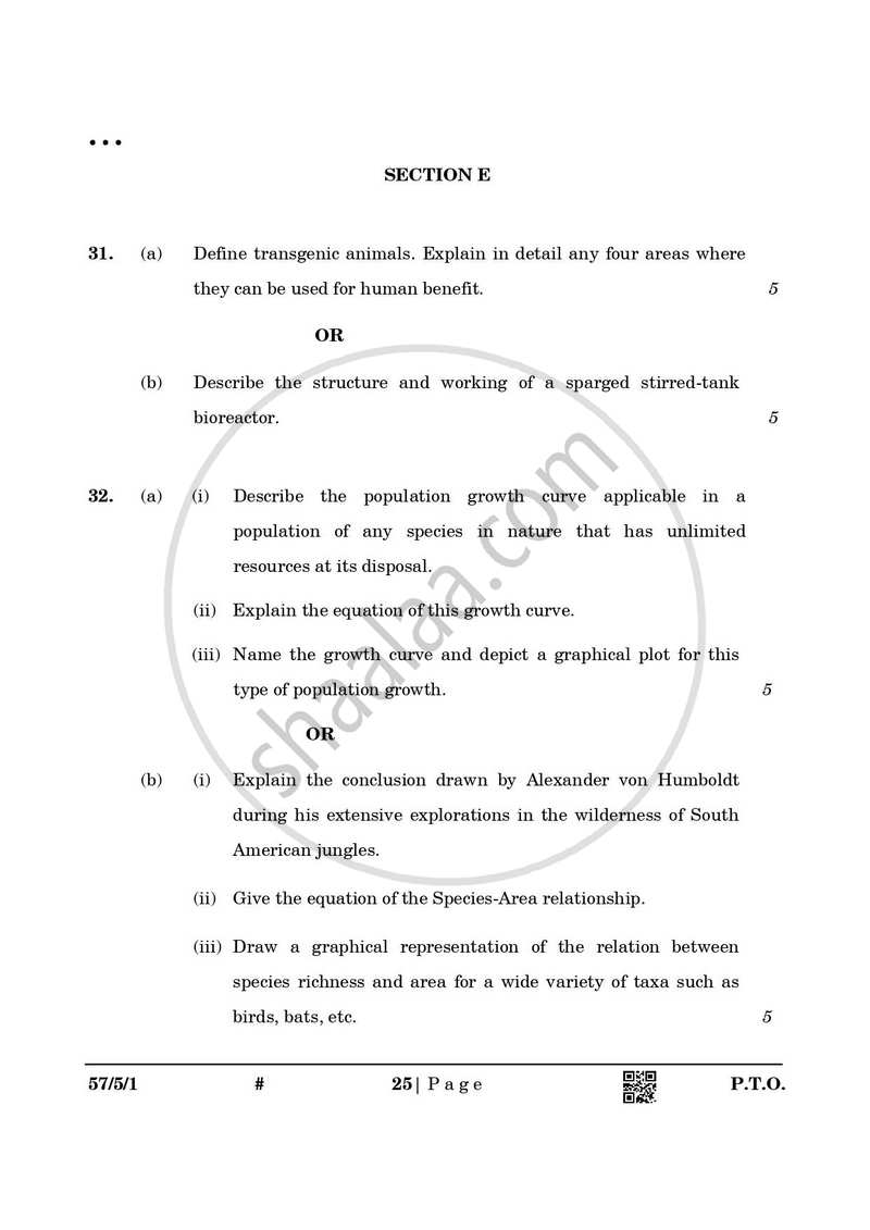 Biology 2024-2025 - CBSE 12th - Class 12 - CBSE (Central Board of Secondary Education) question paper with PDF download