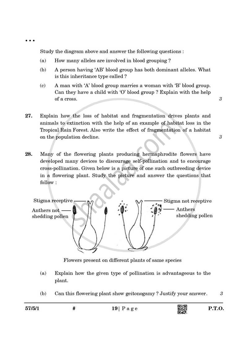Biology 2024-2025 - CBSE 12th - Class 12 - CBSE (Central Board of Secondary Education) question paper with PDF download