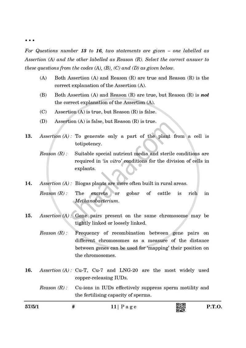 Biology 2024-2025 - CBSE 12th - Class 12 - CBSE (Central Board of Secondary Education) question paper with PDF download