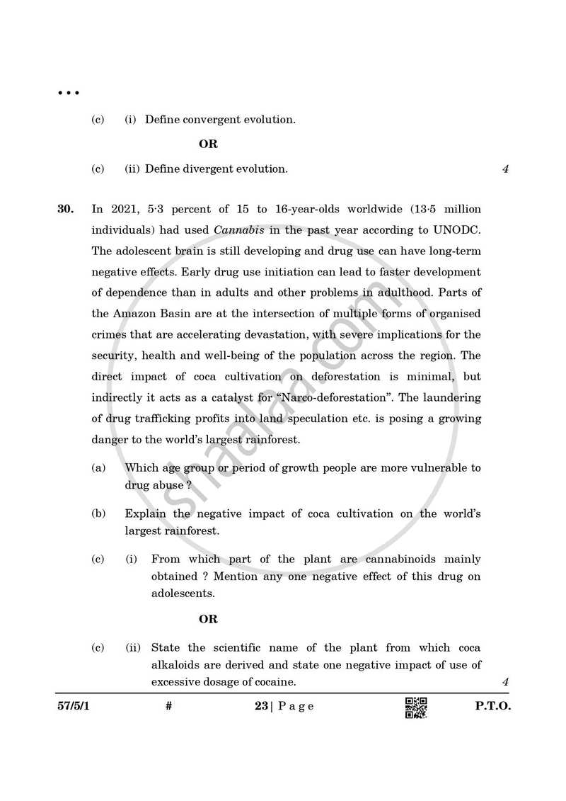 Biology 2024-2025 - CBSE 12th - Class 12 - CBSE (Central Board of Secondary Education) question paper with PDF download