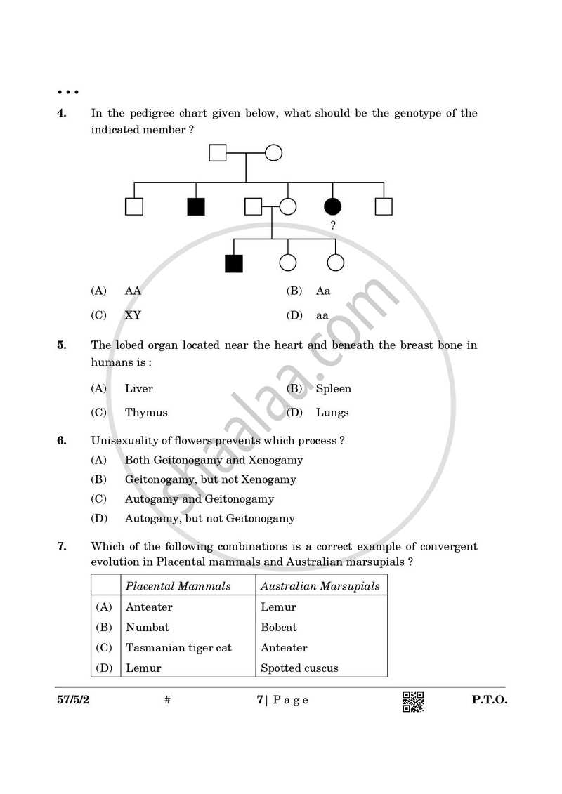 Biology 2024-2025 - CBSE 12th - Class 12 - CBSE (Central Board of Secondary Education) question paper with PDF download