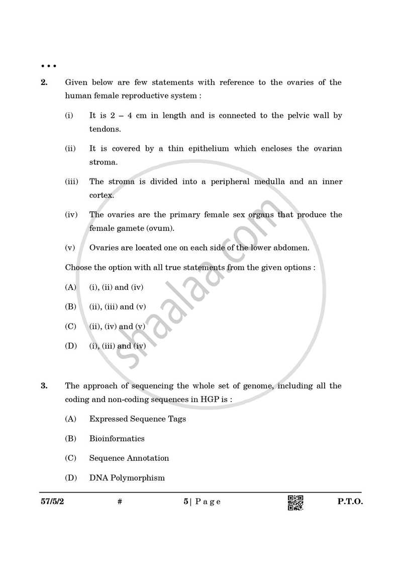 Biology 2024-2025 - CBSE 12th - Class 12 - CBSE (Central Board of Secondary Education) question paper with PDF download