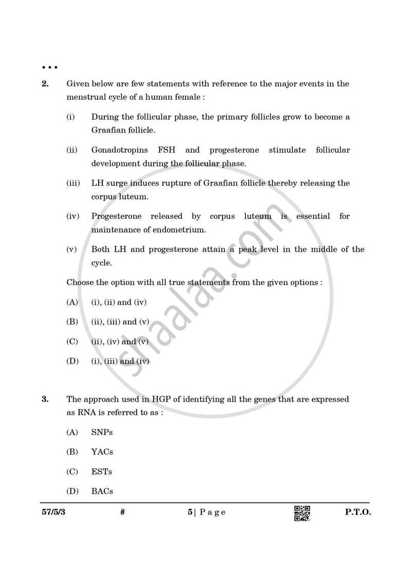 Biology 2024-2025 - CBSE 12th - Class 12 - CBSE (Central Board of Secondary Education) question paper with PDF download