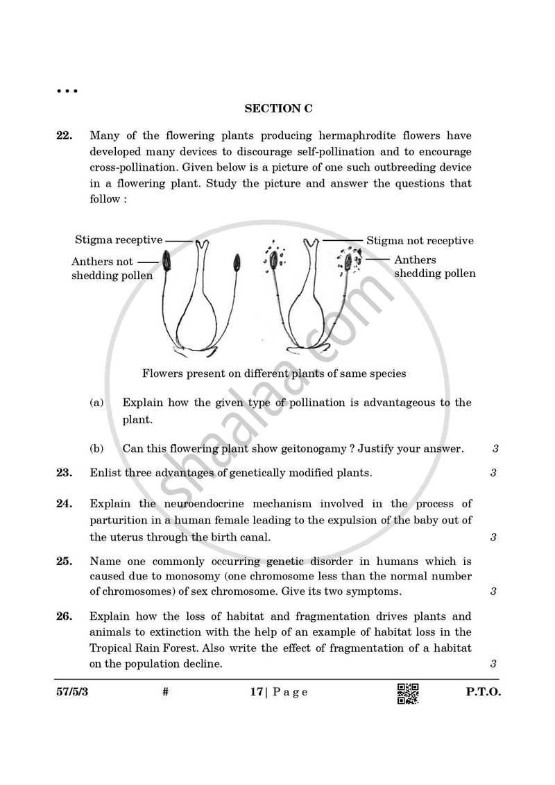Biology 2024-2025 - CBSE 12th - Class 12 - CBSE (Central Board of Secondary Education) question paper with PDF download